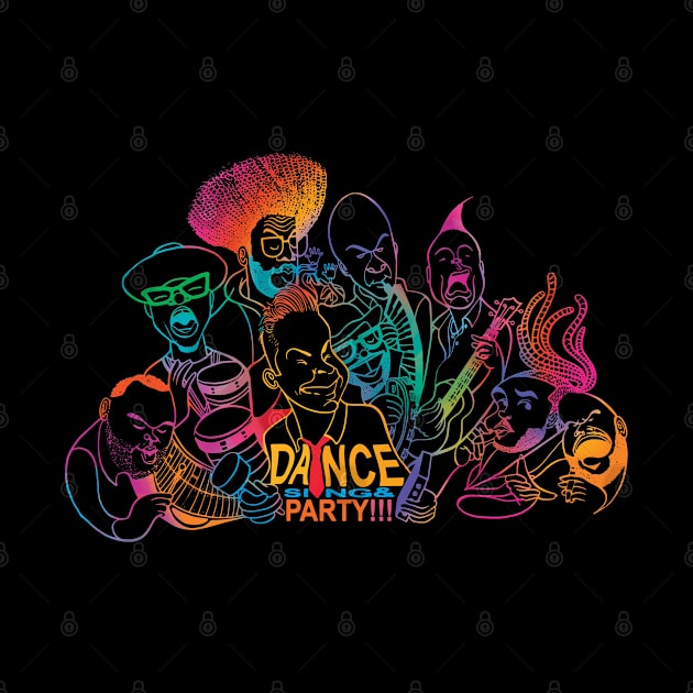 Dance Sing Party Jimmy Fallon and The Roots Black T-shirt by Draw The Line