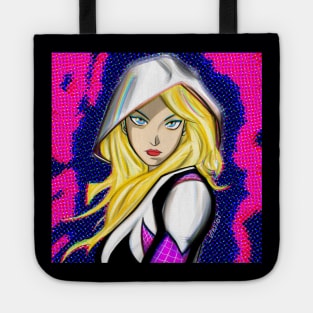 the blonde ghost in spider suit ecopop art in multi dimension wallpaper Tote