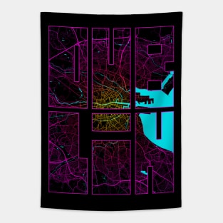 Dublin, Ireland City Map Typography - Neon Tapestry