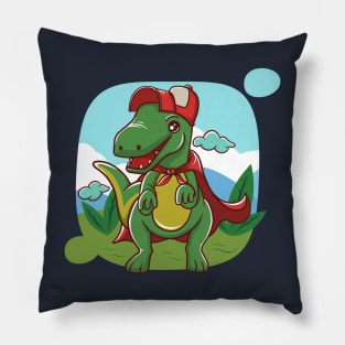 cute illustration of kids dino Pillow