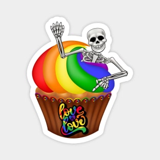 Diversity Pride Love Skeleton Cupcake Magnet