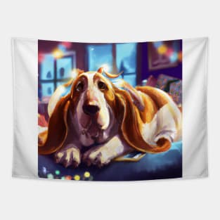 Cute Basset Hound Drawing Tapestry