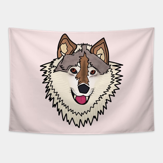 Smiley wolf Tapestry by onategraphics