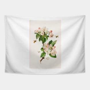 Apple Blossoms and bees - Botanical Illustration Tapestry