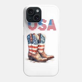 Country Western Patriotic Cowboy Boots Design Phone Case