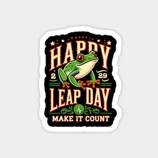 Happy Leap Day - Vibrant Frog Celebration Magnet