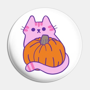 Pink Kitty with Pumpkin Pin