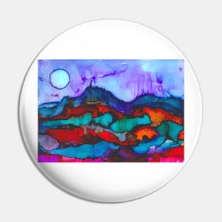 Night in the mountains alcohol ink painting Pin