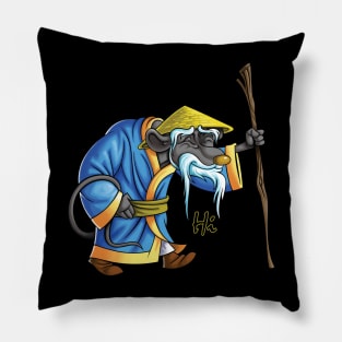 Old mouse with a walking stick greeting Pillow