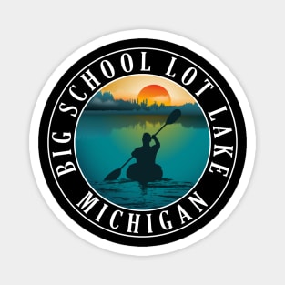 Big School Lot Lake Kayaking Michigan Sunset Magnet