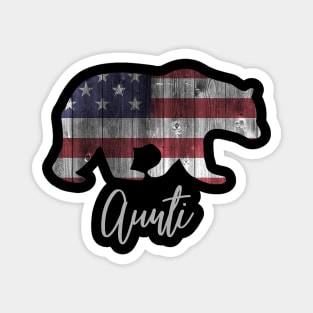 Aunti Bear 4th of july flag american Magnet