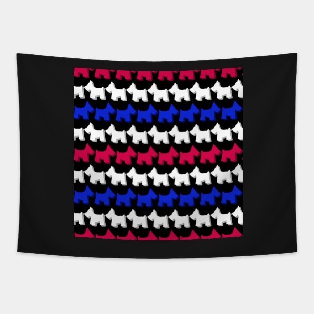 Cute Patriotic Scottie Dog Stripes Tapestry by dogbone42