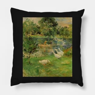 girl in a boat with geese - Berthe Morisot Pillow