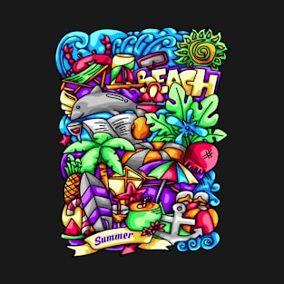 Summer Doodle Illustration T-Shirt