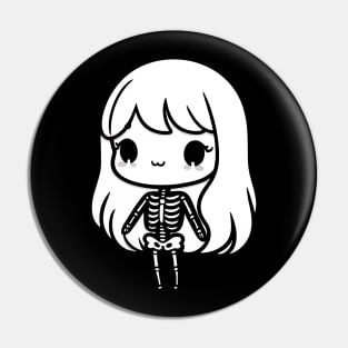 Cute Kawaii Skeleton Girl Design for Halloween Costume | Cute Skeleton Illustration Pin