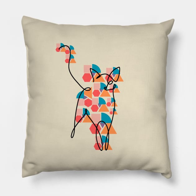 Geometric cat, basic shapes design Pillow by Lilac Elite