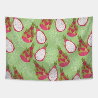 Dragon Fruit with Tropical Leaves Tapestry