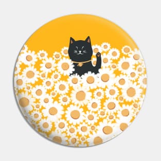 Annyeong Hello meow and sun flowers Pin