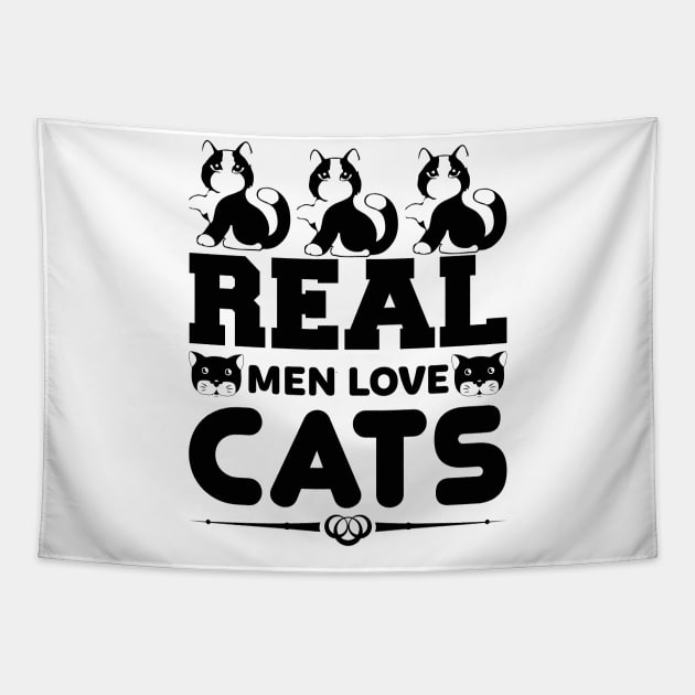 Real Men Love Cats T Shirt For Women Men Tapestry by Pretr=ty