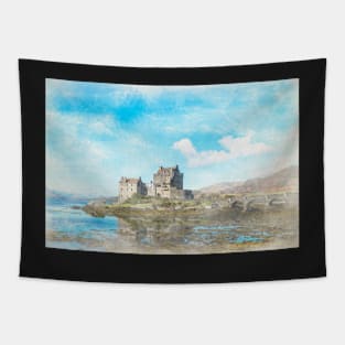 Eilean Donan Castle Watercolour Tapestry