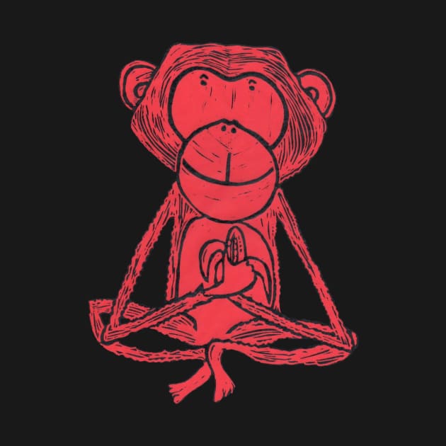 Monkey, Cheeky Monkey, red by krisevansart