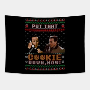 Put that cookie down now - Funny ugly christmas sweater Tapestry