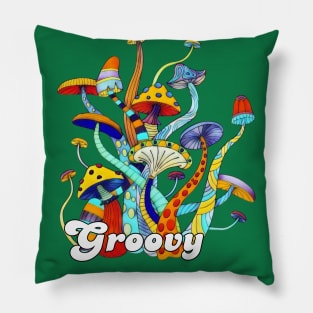 Groovy Vintage Hippie Mushroom Pillow