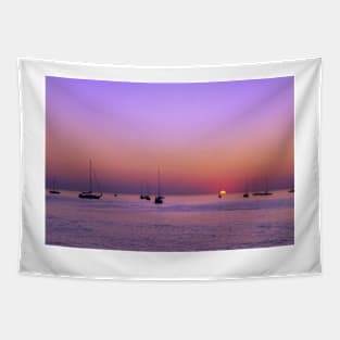 Sailboats in the Purple Glow Tapestry