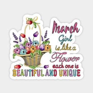 March Girl - Flower Basket Magnet