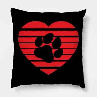 Dog Paw Heart Valentine - Red Pillow