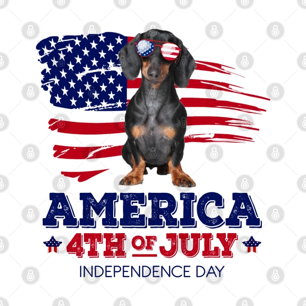 Dachshund Flag USA - America 4th Of July Independence Day by bunnierosoff21835