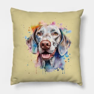 Weimaraner Bright Watercolor Painting Pillow