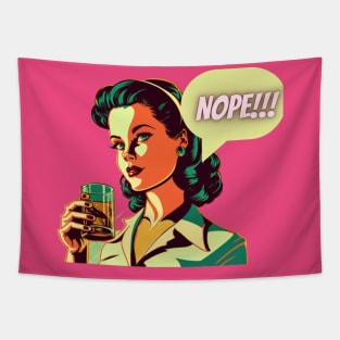 Nope Funny Sarcastic Vintage Retro Tapestry