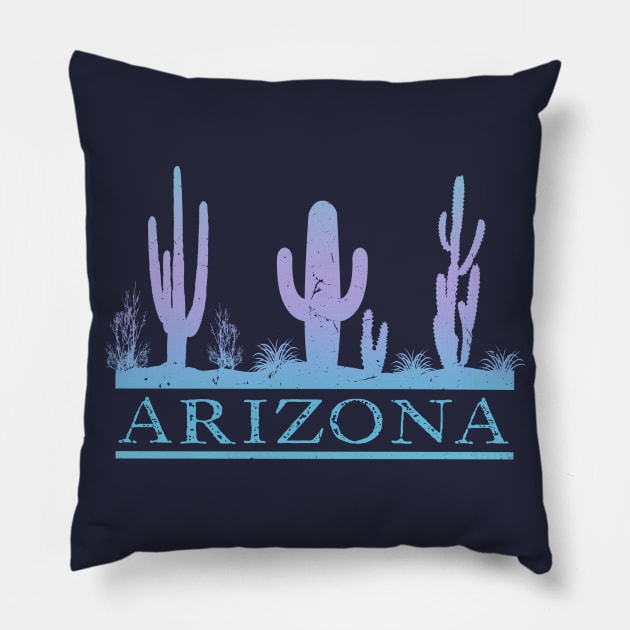 Arizona Cactus Retro Vintage Souvenir Pillow by Pine Hill Goods