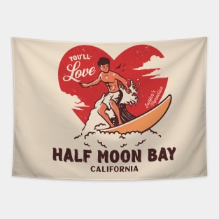 Vintage Surfing You'll Love Half Moon Bay, California // Retro Surfer's Paradise Tapestry