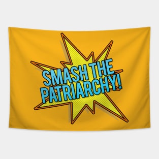 Smash The Patriarchy! Popart Style Typographic Slogan Design Tapestry