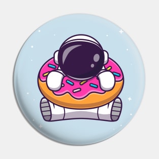 Cute Astronaut With Donut Cartoon Pin