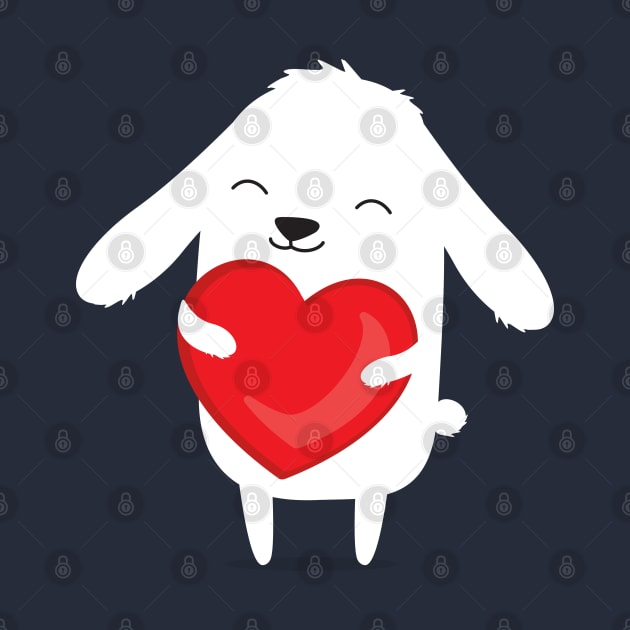 Cute cartoon bunny rabbit holding heart. by hyperactive