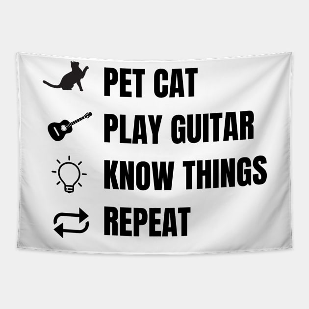 Cat Guitar Lover Repeat Tapestry by Discoverit