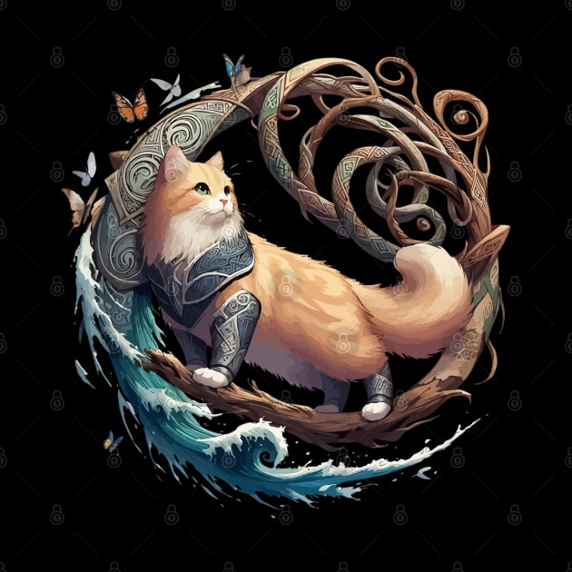 Cute Viking Cat Norse Mythology Celtic Knot by TomFrontierArt