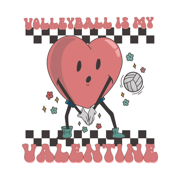 Retro Volleyball Valentines Day shirt, Volleyball Is My Valentine, Volleyball Heart Player by mcoshop