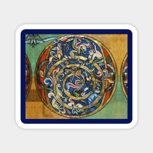 MEDIEVAL BESTIARY Centaur, Fantastic Animals Gold Blue Round Magnet