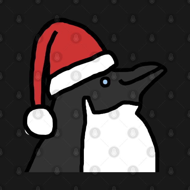 Portrait of a Christmas Penguin in Santa Hat by ellenhenryart