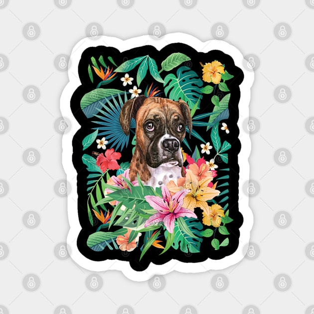 Tropical Red Fawn Boxer Dog 3 Magnet by LulululuPainting