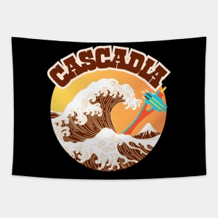 Cascadia. Great Wave of Coffee In A Cup. Tapestry