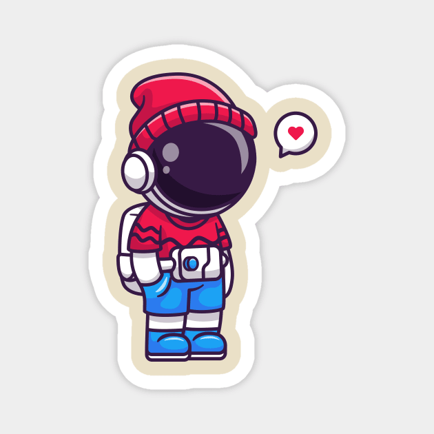 Cute Cool Astronaut Wearing Beanie Hat Cartoon Magnet by Catalyst Labs