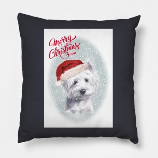 West Highland Terrier Merry Christmas Santa Dog Pillow