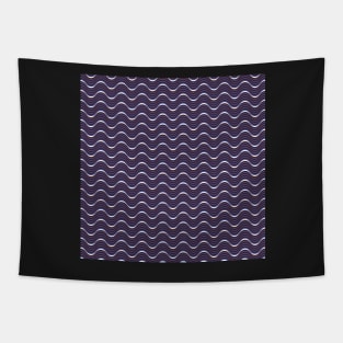 Dark Blue Black Wavy Lines Pattern Tapestry