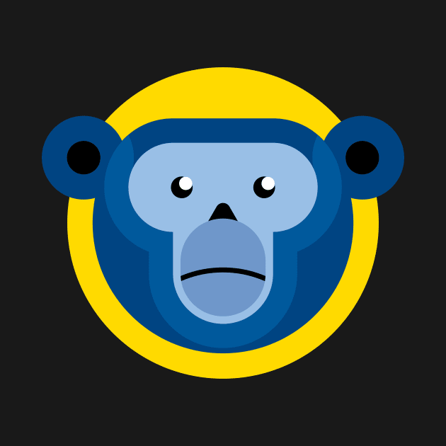 Blue Monkey on yellow by attadesign