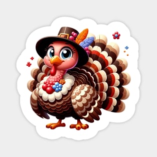 Cute Turkey Pilgrim Magnet